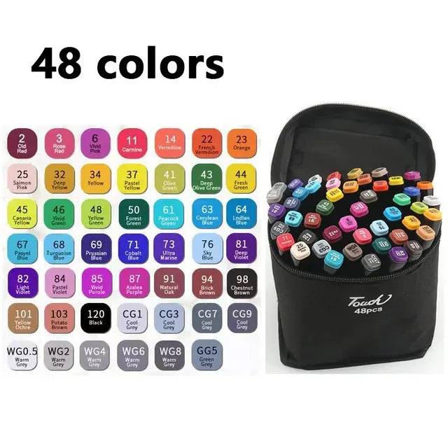 Kit marcadores a base de alcohol – Set de 48 colores